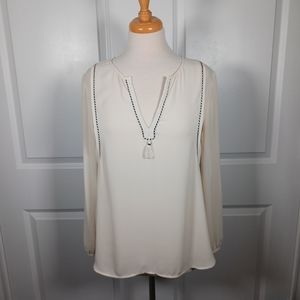 J.Crew Chiffon Tassel Trim Top